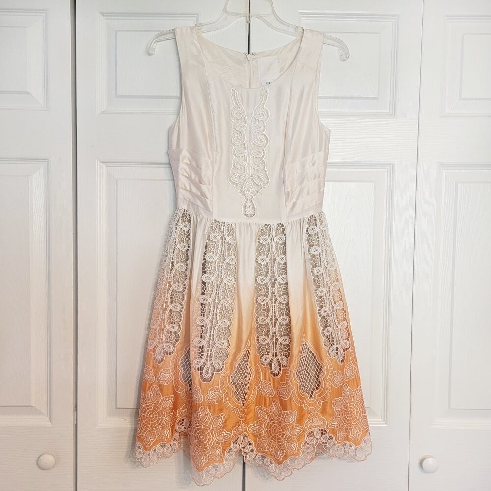 Anthropologie Anna Sui Rising Battenberg Silk Lace Ombre Fit and Flare Dress - Picture 4 of 10
